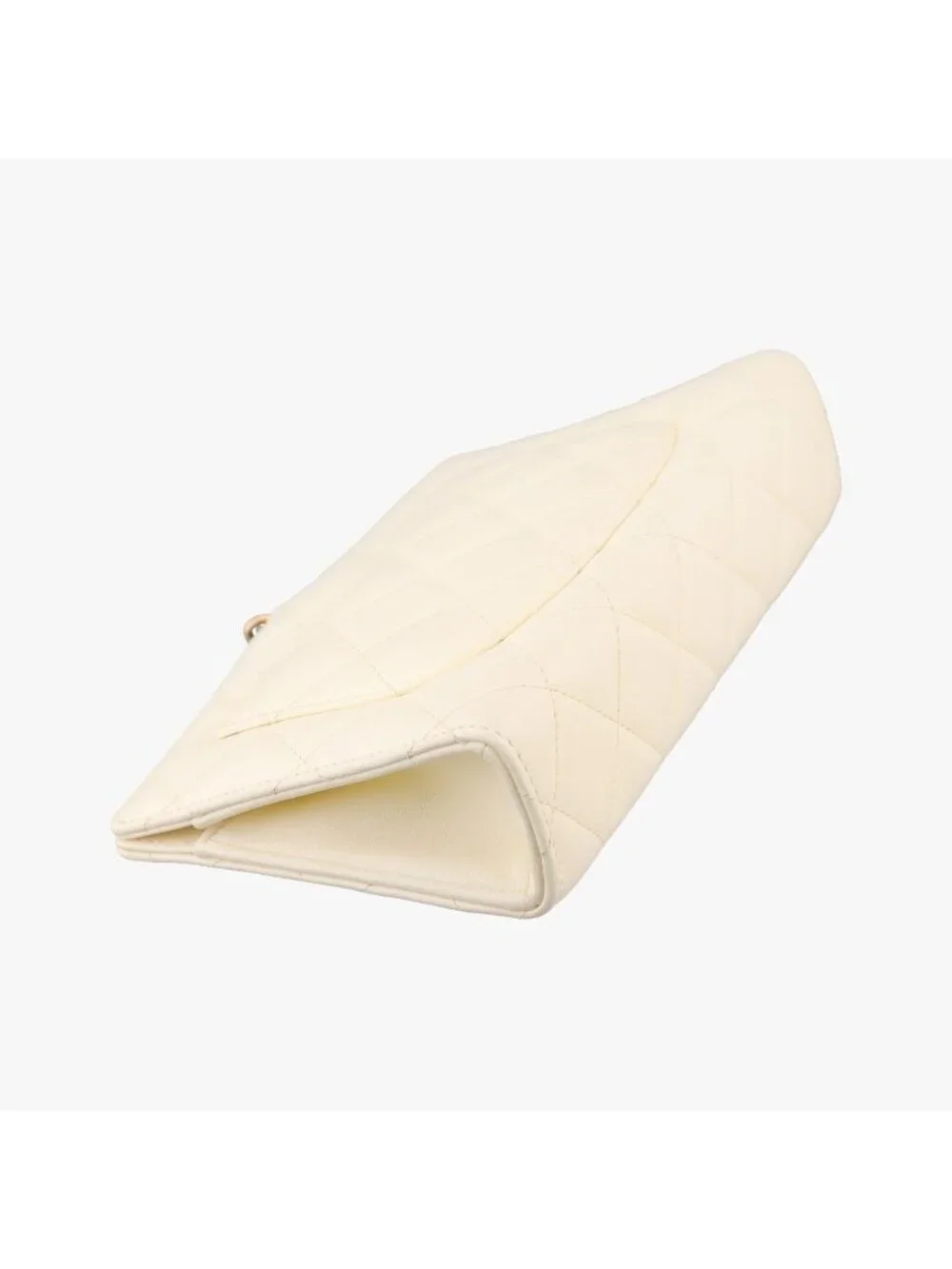 Chanel Quilted Bijou Large Golden Ball Wristlet Clutch White Lambskin